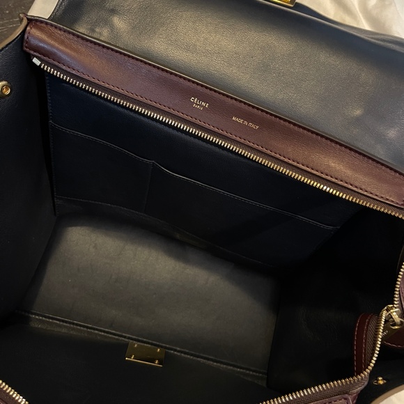 CELINE Phoebe Philo Trapeze Trapeze bag handbag tri color blue brown burgundy - Picture 10 of 16